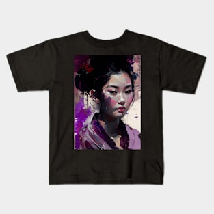 Elegant Geisha: A Symphony of Colors Kids T-Shirt